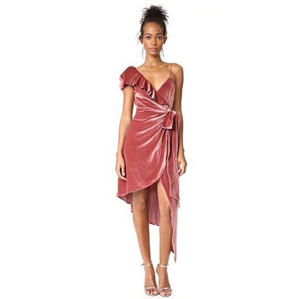 💥BREATHTAKING!💥RARE! Self Portrait Devore Blush Velour Asymmetrical Dress - Picture 4 of 15